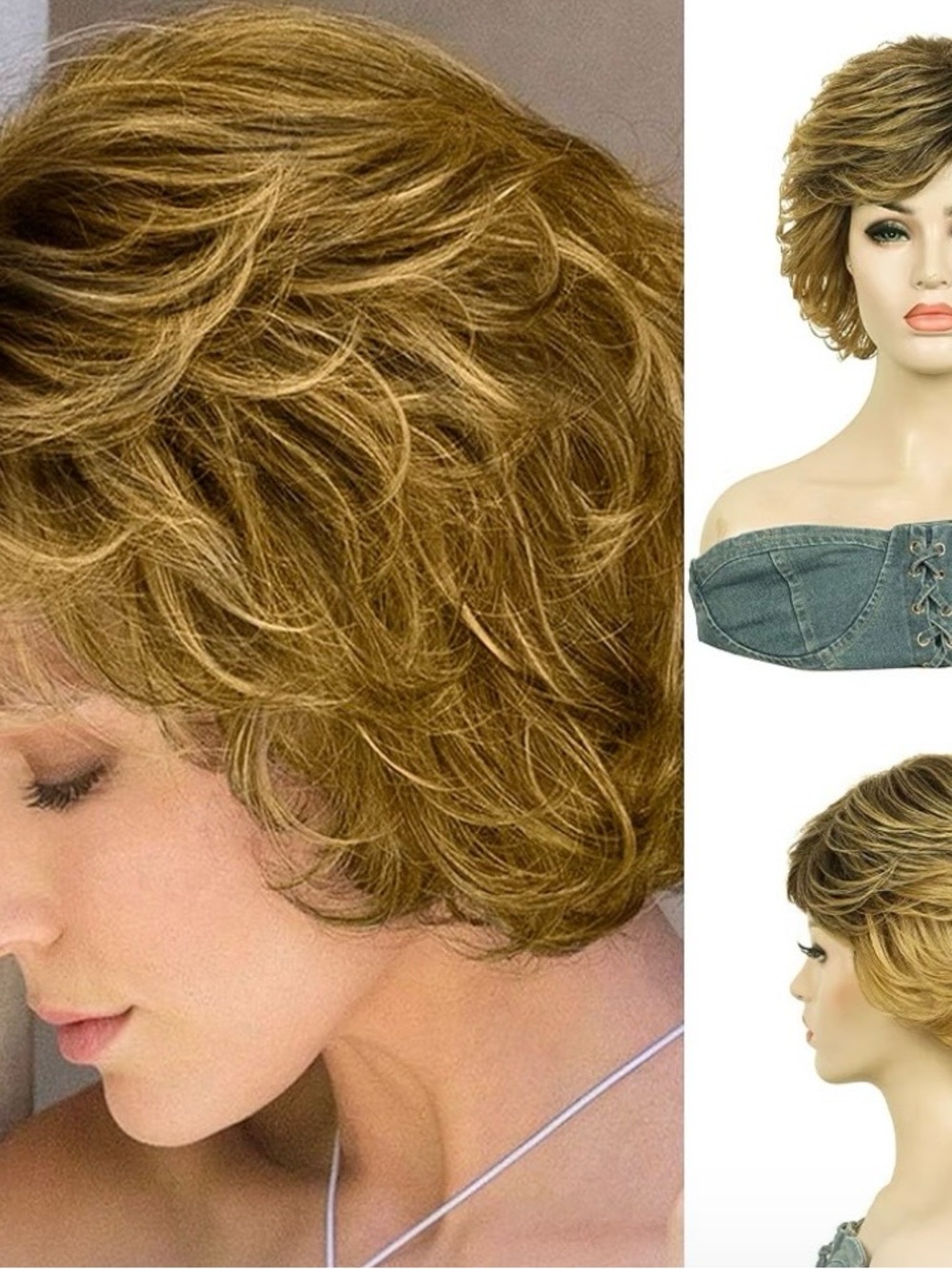 Short Layered Women's Wig in Honey Blonde — Soft Volume Fashion Wig